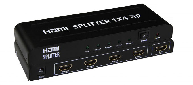 Minisplitser 1 van 4K 1.4a HDMI in 4 uit in (1 x 4) HDMI-Splitser, steunt 3D 1080P 4K x 2K