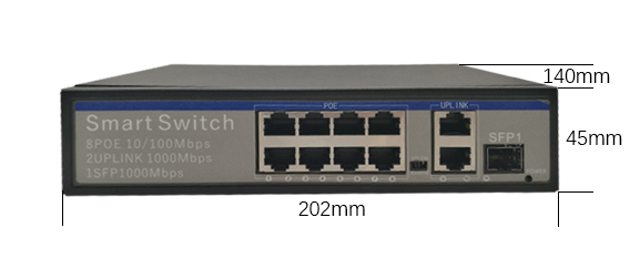 8 2 Gigabit-Havenpoe Ethernet Kabel van het Schakelaarcat5/5e/6 de Standaardnetwerk met 1 SFP-Haven