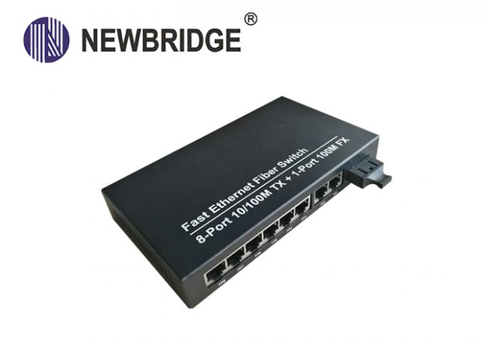 Dubbele Vezel Enige Wijze 10 100M Media Convertor AC/100-240V met 8 RJ45 Schakelaar